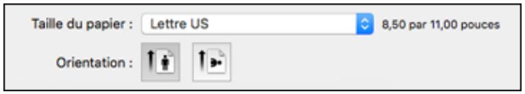 EPSON WF-6090D2TWC - Sélection des paramètres de taille et d'orientation - Logiciel d'impression PostScript - OS X - 1