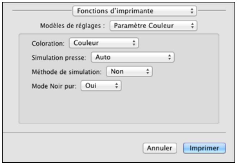 EPSON WF-6090D2TWC - Sélection des paramètres d'impression de base - Logiciel d'impression PostScript - OS X - 6