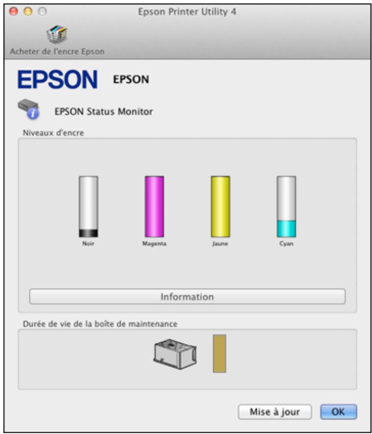 EPSON WF-6090D2TWC - Vérification de l'état des cartouches et de la boîte de maintenance sous OS X - 1
