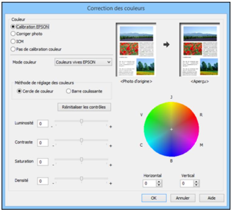 EPSON WF-6090D2TWC - Options de correction des couleurs personnalisées - Windows - 1