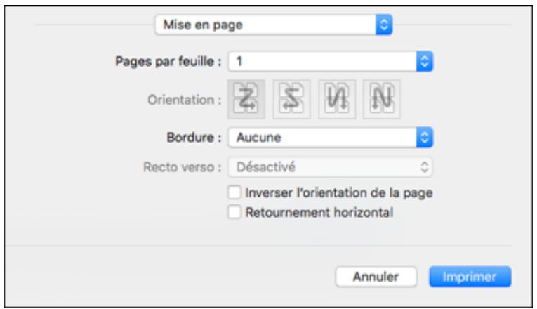 EPSON WF-6090D2TWC - Sélection des options de mise en page - OS X - 1