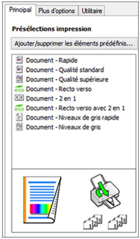 EPSON WF-6090D2TWC - Sélection des présélections d'impression - Windows - 1