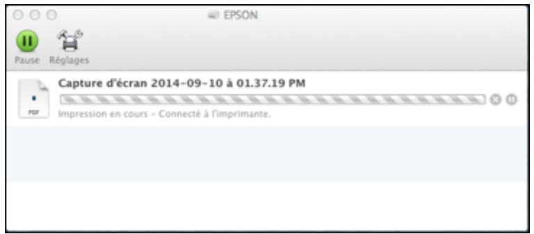 EPSON WF-6090D2TWC - Vérification de l'état de l'impression - Logiciel d'impression PostScript - OS X - 1