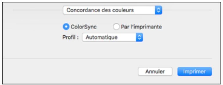 EPSON WF-6090D2TWC - Gestion des couleurs - Logiciel d'impression PostScript - OS X - 1