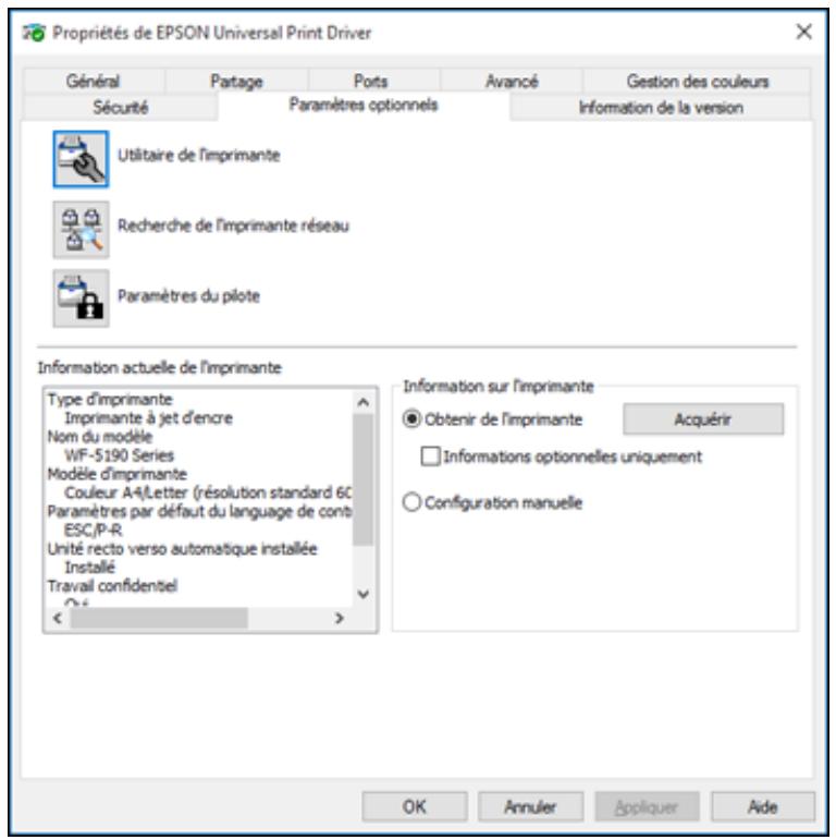 EPSON WF-6090D2TWC - Cette fenêtre s'affiche : - 1