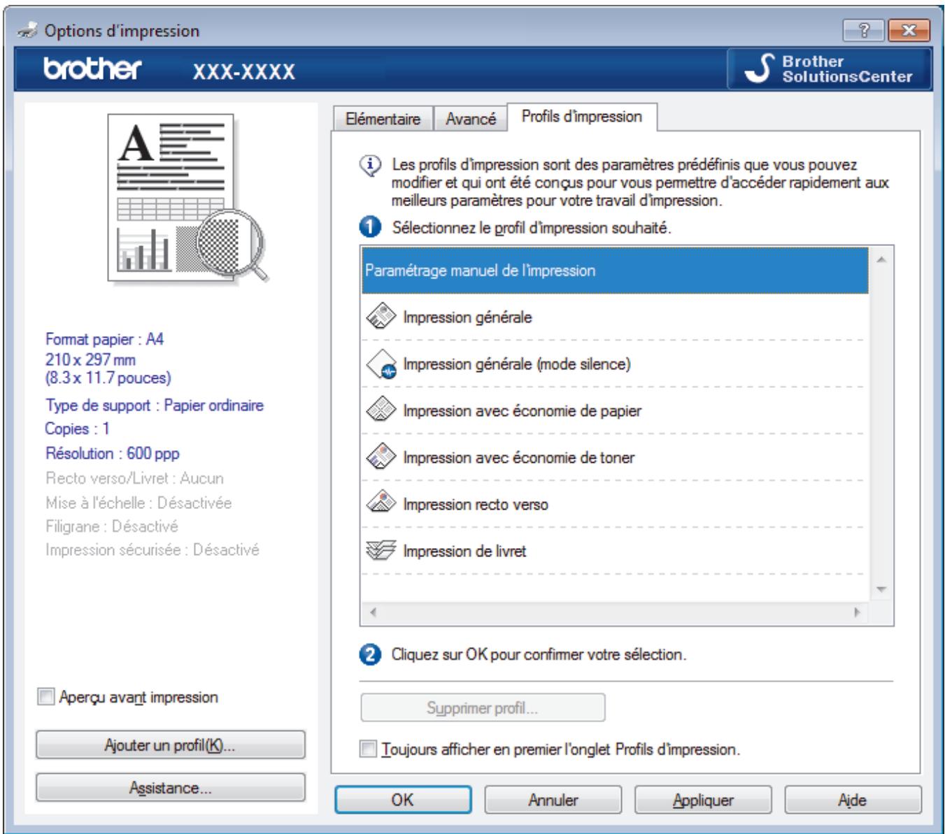 BROTHER HL-L6400DWT - Utiliser un profil d'impression prédéfini (Windows®) - 1