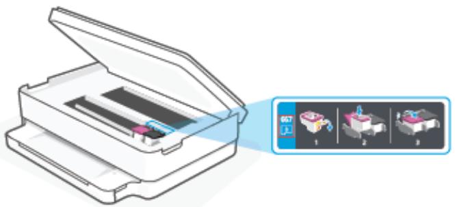 HP ENVY 6420E - Localisation du numéro de cartouche sur l'imprimante - 1
