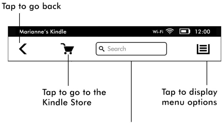 AMAZON KINDLE TOUCH 6 - Toolbars - 1