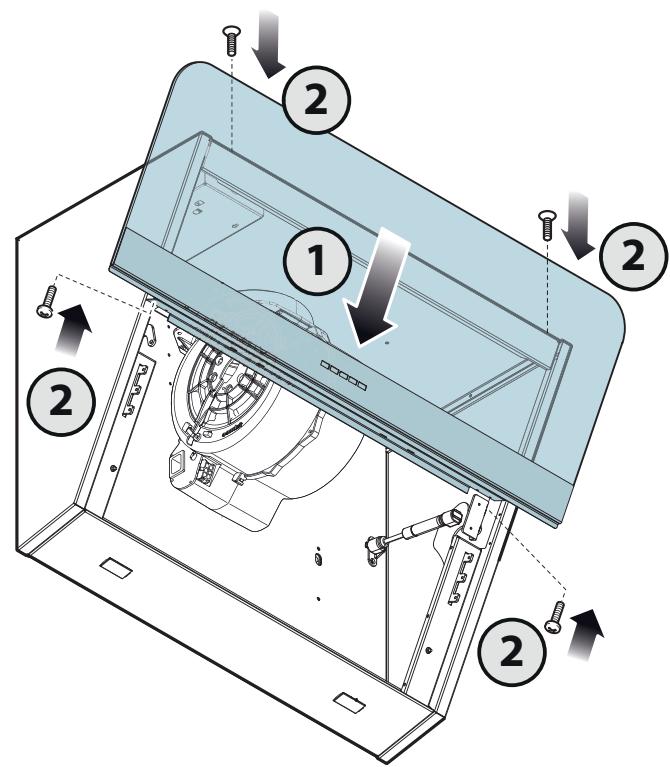 Technical diagram of a device with numbered components and directional arrows indicating assembly or installation steps.