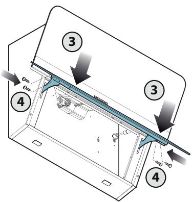 Technical diagram of a device with numbered components and directional arrows indicating assembly or movement.