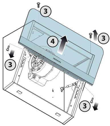 Technical diagram of a device with numbered components and directional arrows indicating assembly or movement.