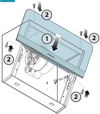 Technical diagram of a device with numbered components and directional arrows indicating assembly or installation steps.