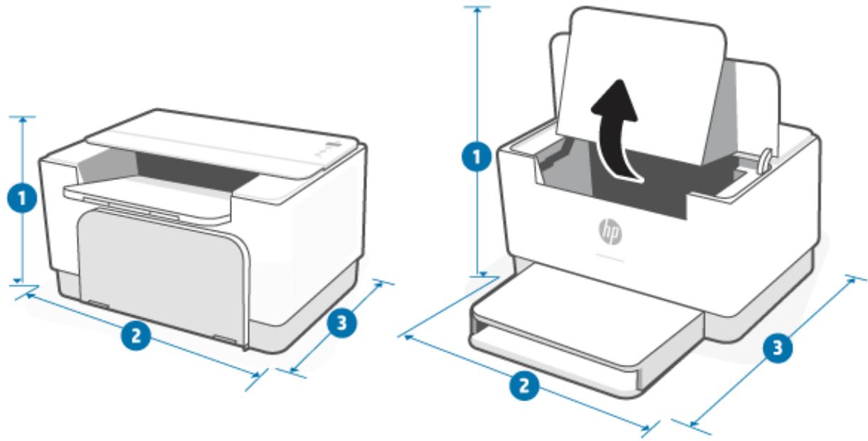 HP LASERJET M209DW - Dimensions de l'imprimante - 1
