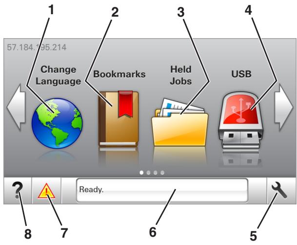 LEXMARK MS818DN - Présentation de l'écran d'accueil - 1