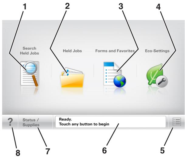 LEXMARK MS818DN - Présentation de l'écran d'accueil - 1