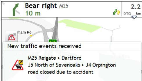 MIO SPIRIT 7670 LM - How will I know when a traffic event occurs? - 1