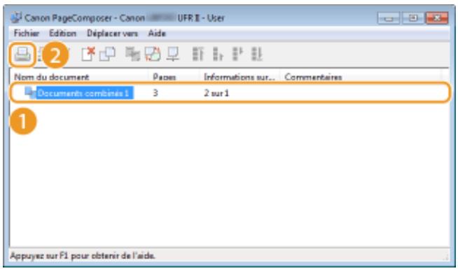 CANON LBP251 - Dans la liste [nom du document], sélectionnez la tâche d'impression combinant les documents et cliquez sur. - 1