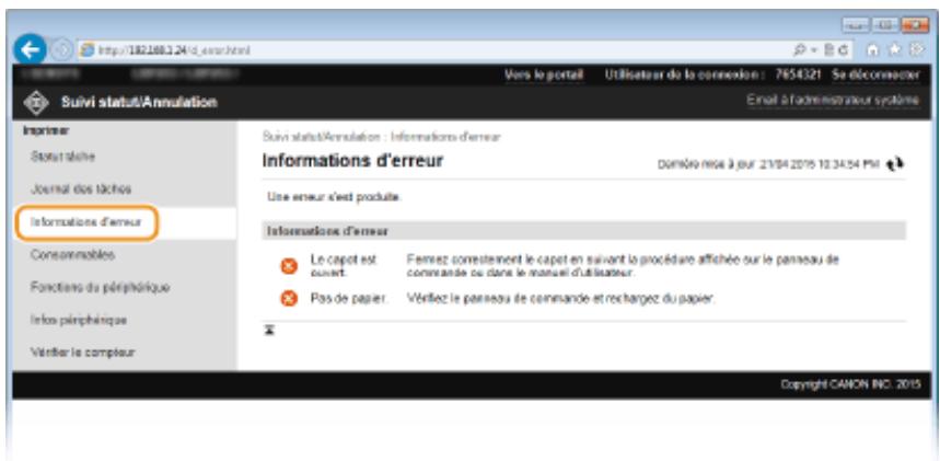 CANON LBP251 - Vérification des informations d'erreur - 2