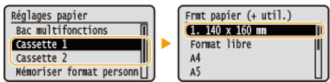 CANON LBP251 - Lors de la sélection du format de papier placé dans la cassette à papier - 1