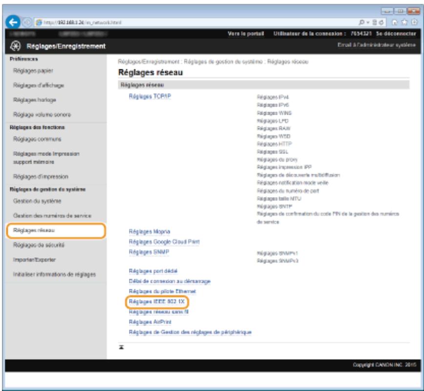 CANON LBP251 - Configuration de l'authentification IEEE 802.1x - 3