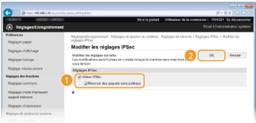 CANON LBP251 - Cochez la case [utiliser ipsec] et cliquez sur [OK]. - 1