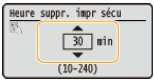 CANON LBP251 - Indiquez le laps de temps pendant lequel l'appareil conserve les documents sécurisés et appuyez sur OK. - 1