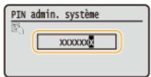 CANON LBP251 - Spécifiez le code et le PIN de l'administrateur système qui conviennent. - 2