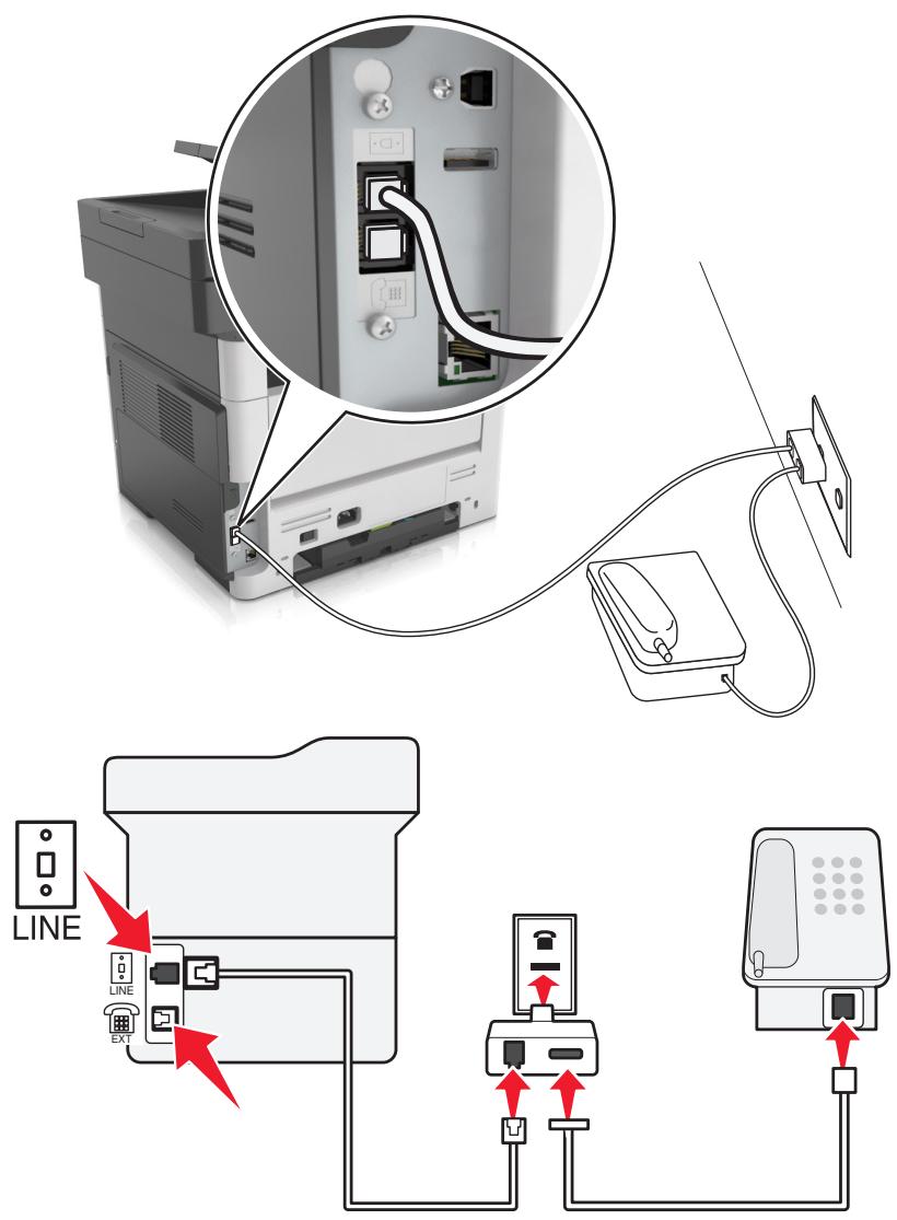 LEXMARK MX517DE - Connexion de l'imprimante à une prise murale non RJ11 - 1