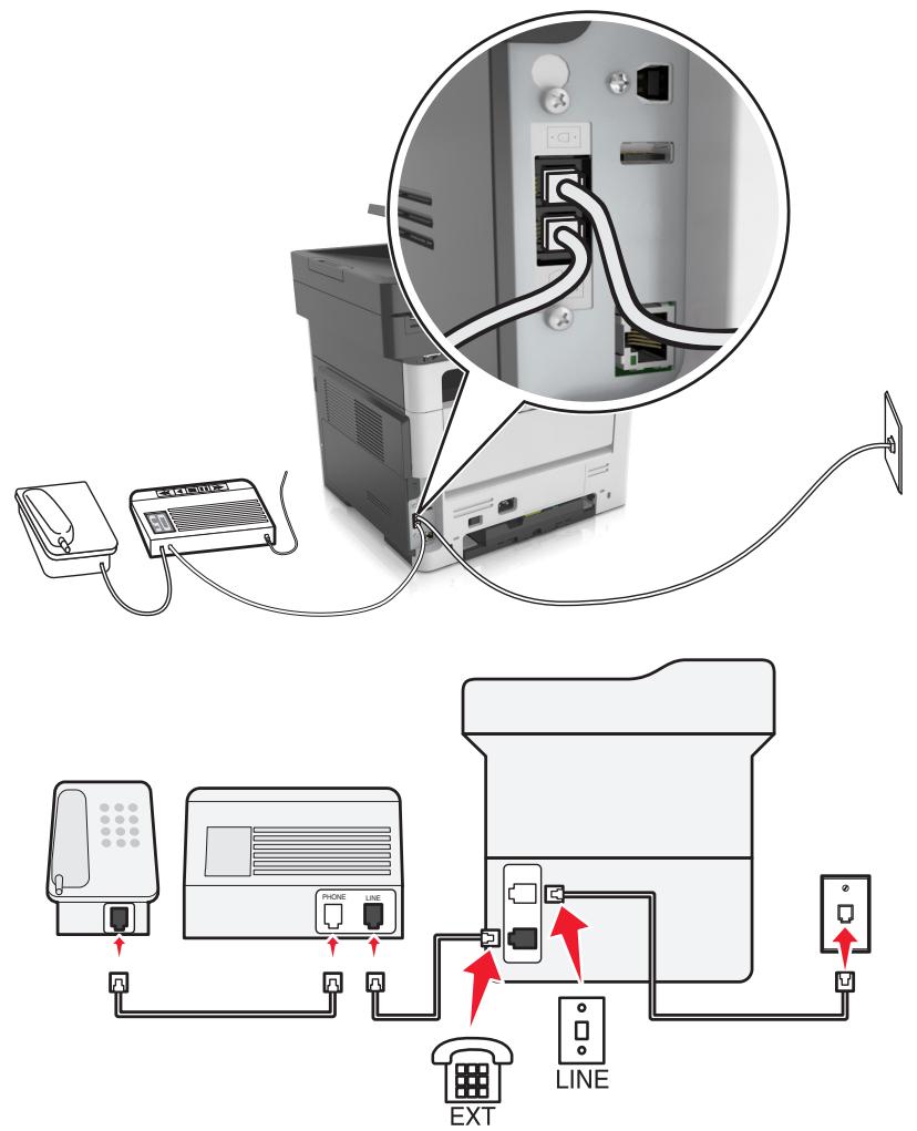 LEXMARK MX517DE - Connecté à la même prise murale téléphonique - 1