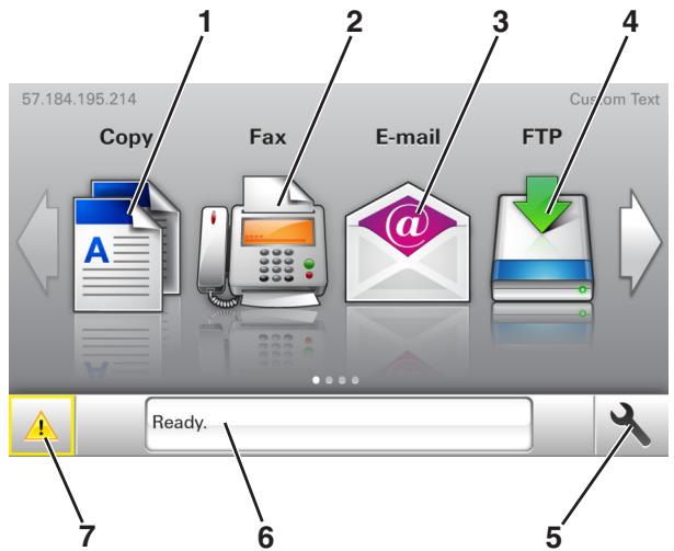 LEXMARK MX517DE - Présentation de l'écran d'accueil - 1