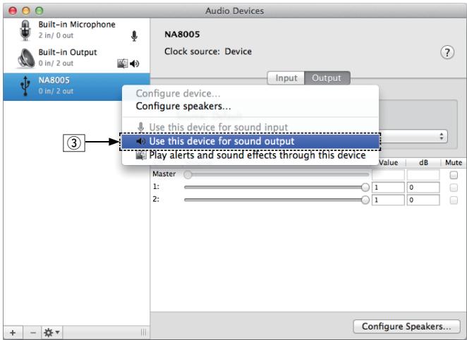 MARANTZ NA8005 - Audio Device Settings (Mac OS X only) - 1