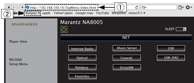 MARANTZ NA8005 - Enter the IP address of this unit in browser's address box. - 1