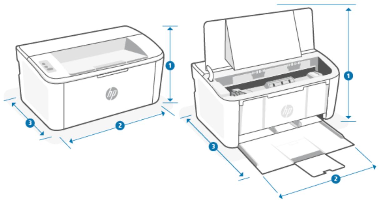 HP LASERJET M110WE - Dimensions de l'imprimante - 1
