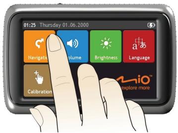 MIO M300 - Navegar pelas opções na tela - 2
