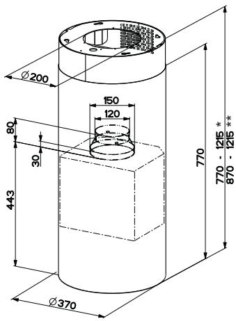 FRANKE TUNNEL FTU 3807 W XS 89H - Dimensions - 1