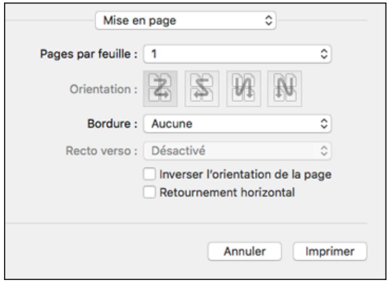 EPSON WF-7840 - Sélection des options de mise en page - mac - 1