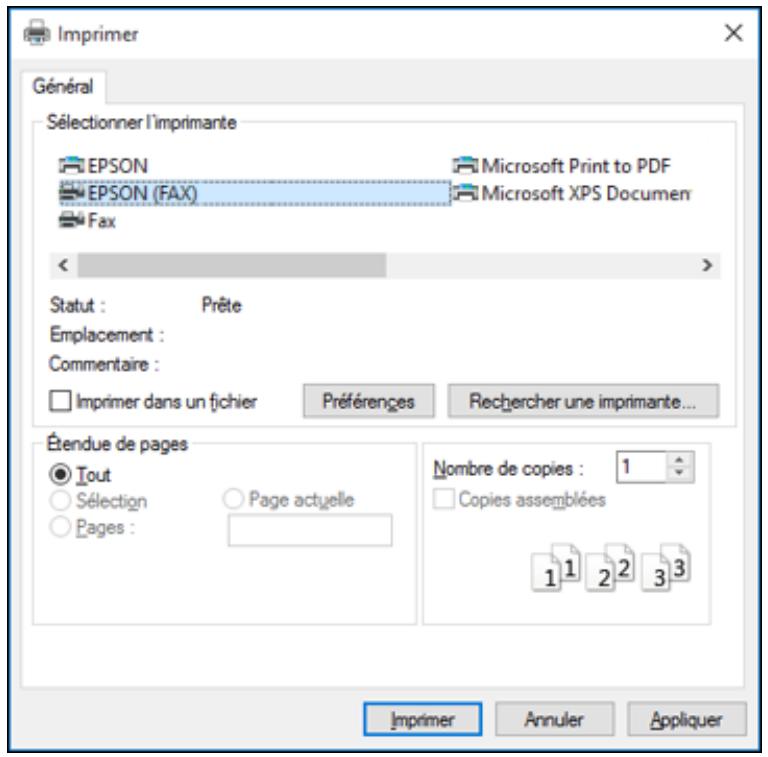 EPSON WF-7840 - Envoi de télécopies à l'aide de FAX utility - windows - 1