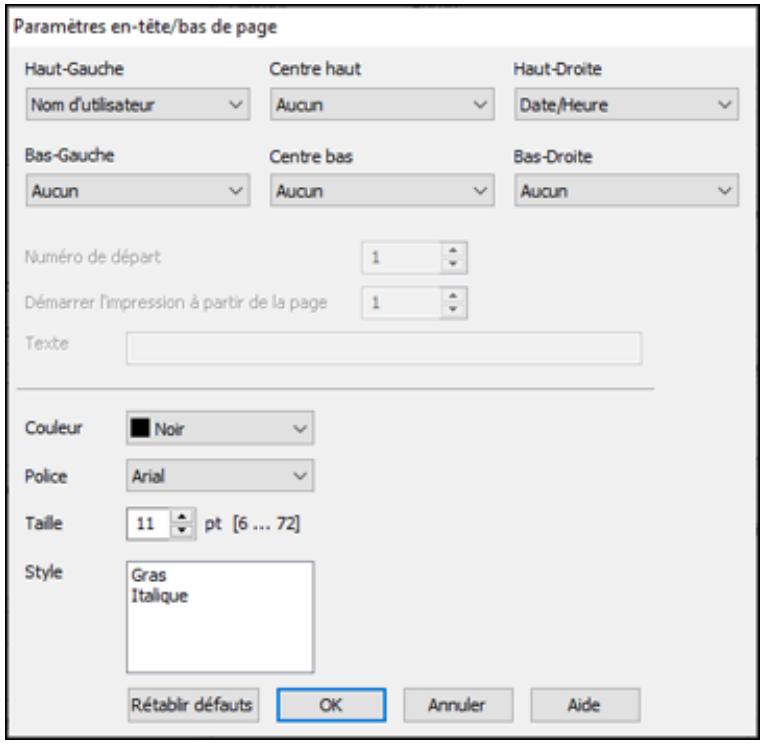 EPSON WF-7840 - Paramètres d'en-tête et de bas de page - windows - 1
