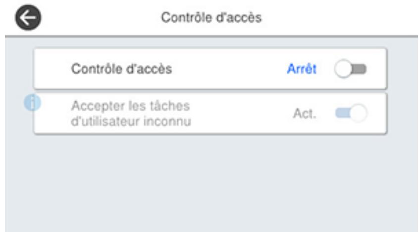 EPSON WF-7840 - Configuration des restrictions de fonctions imposées aux utilisateurs (contrôle d'accès) - 1