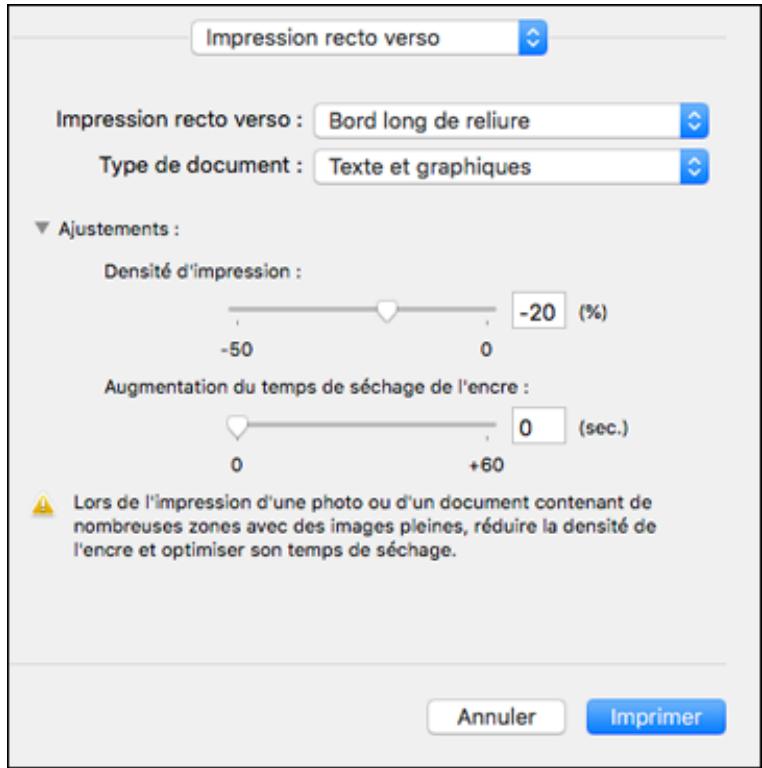 EPSON WF-7840 - Sélection des paramètres d'impression recto verso - mac - 2