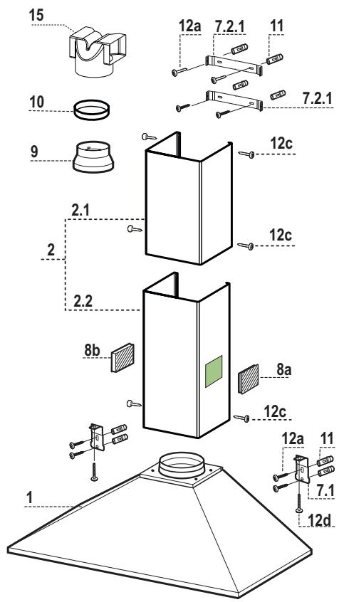 RANGEMASTER CHIMNEY HOOD - Componenti - 1