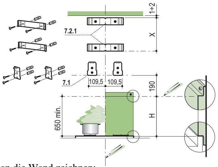 RANGEMASTER CHIMNEY HOOD - Bohren der Befestigungslöcher und Fixieren der Befestigungsbügel - 1