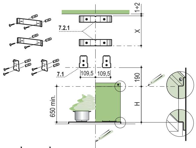 RANGEMASTER CHIMNEY HOOD - Boren van gaten in de wand en bevestiging van de beugels - 1