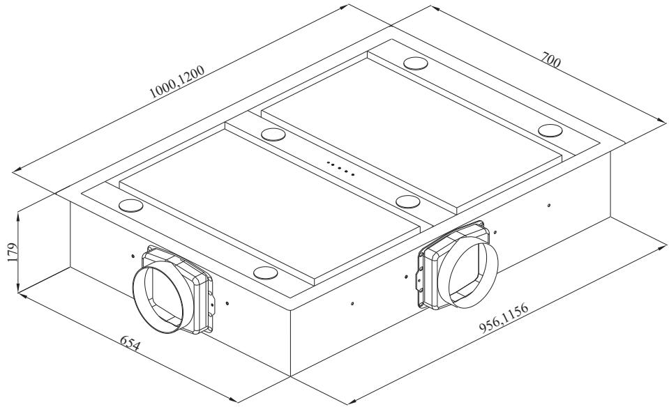 SILVERLINE H302100 015 - Dimension de la hotte technique - 1