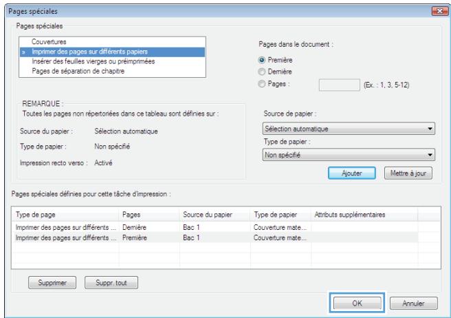 HP M750XH - Imprimer la première ou la dernière page sur un papier différent (Windows) - 7