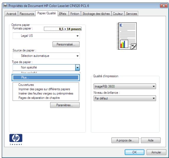 HP M750XH - Sélectionner le type de papier (windows) - 3