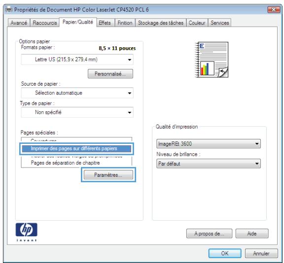HP M750XH - Imprimer la première ou la dernière page sur un papier différent (Windows) - 3
