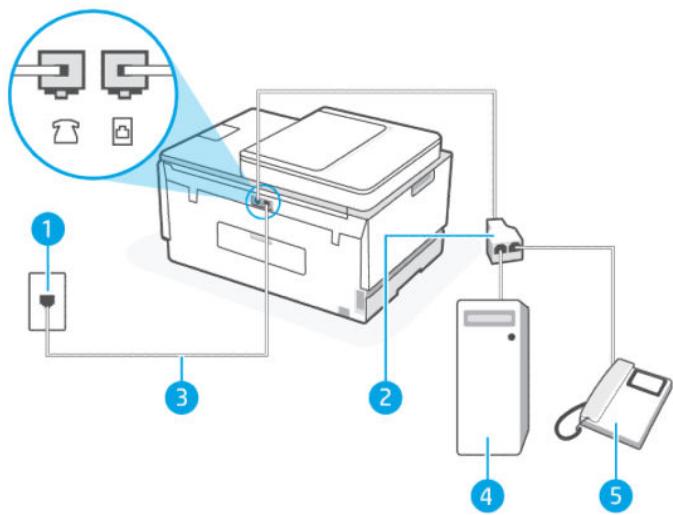 HP SMART TANK PLUS 7605 - Cas K : Ligne vocale et de télécopie partagée avec un modem d'ordinateur et une messagerie vocale - 3