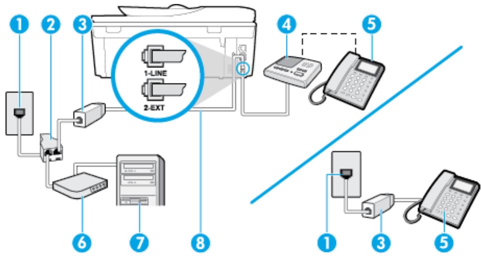 HP OFFICEJET 5742 - Pour configurer l'imprimante sur la meme ligne tellephonique qu'un ordinateur avec deux ports tellephoniques - 4