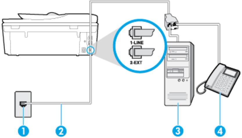 HP OFFICEJET 5742 - Cas K : Ligne voix/télécopie partagée avec un modem et une messagerie vocale - 3
